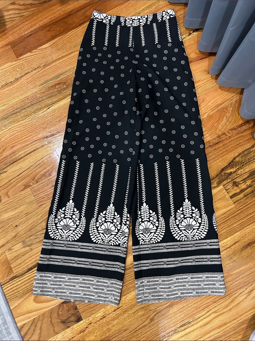 Black & White Wide-Leg Boho Palazzo Pants